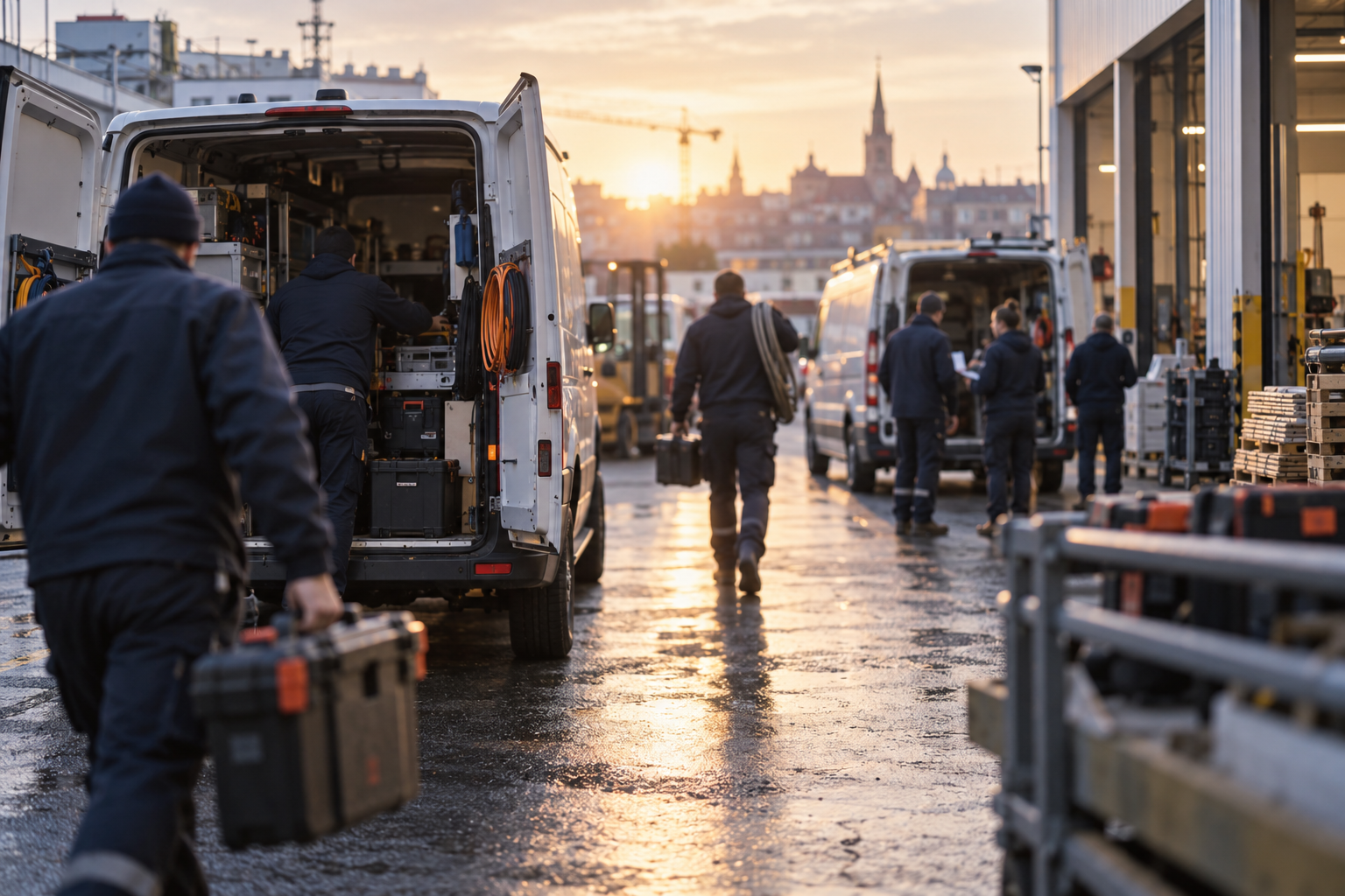 Illustrative photograph of field crews at work, with no identifiable faces