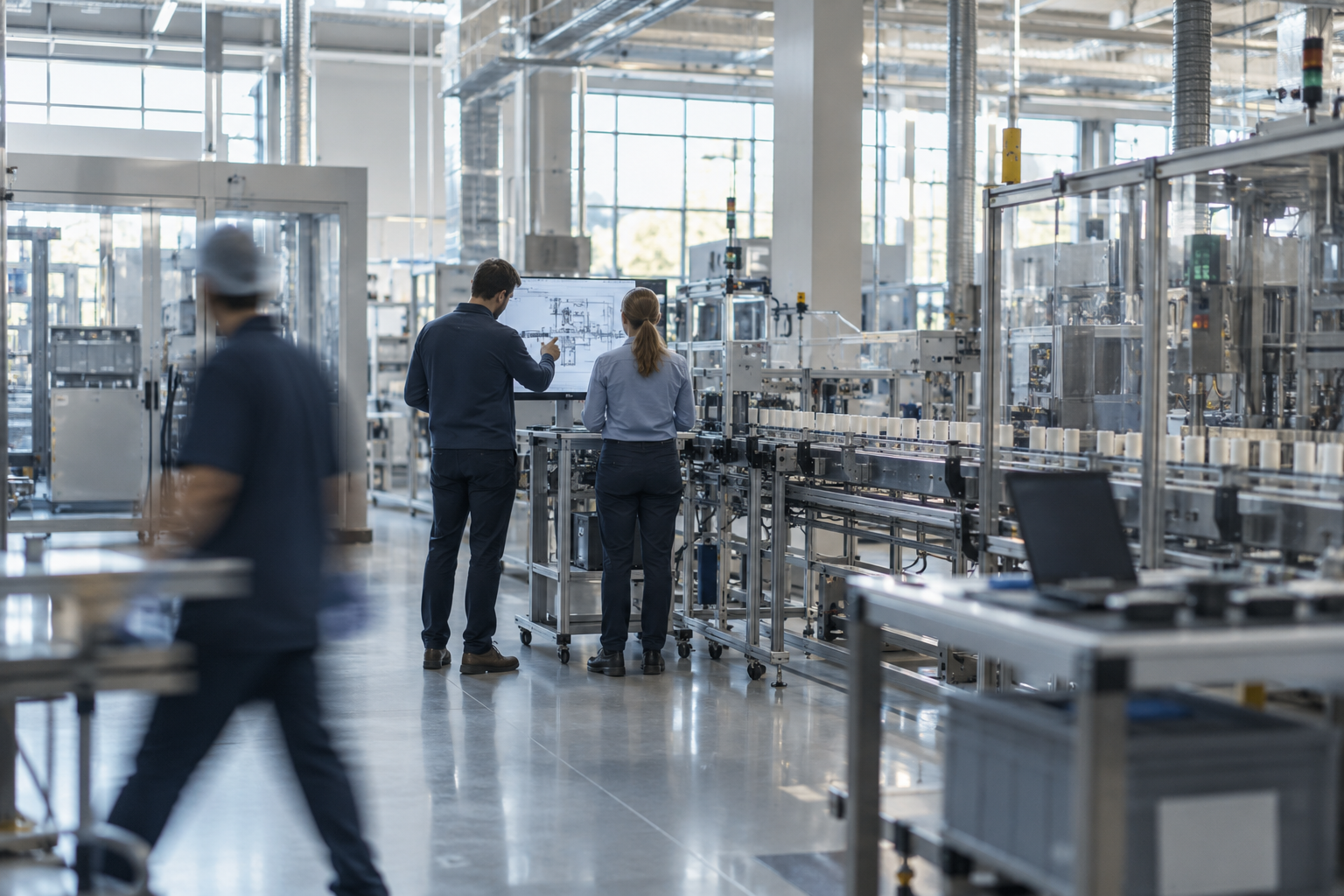 Illustrative photograph of production sites at work, with no identifiable faces