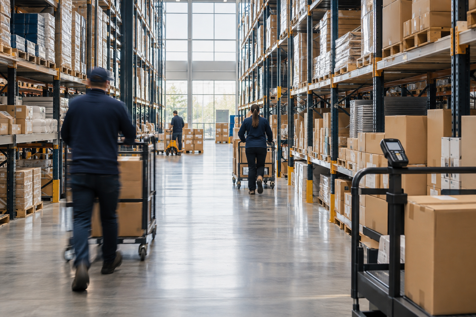 Illustrative logistics and warehouse setting